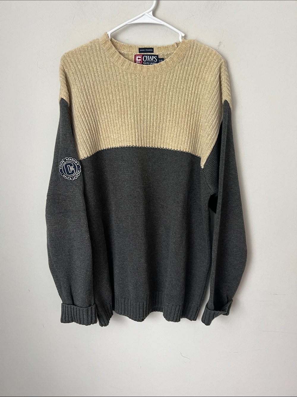 Vintage Chaps Ralph Lauren Colorblock Knit Sweater L ®️